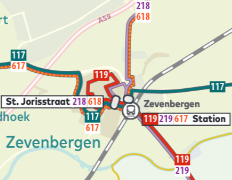 lijnenkaart Zevenbergen